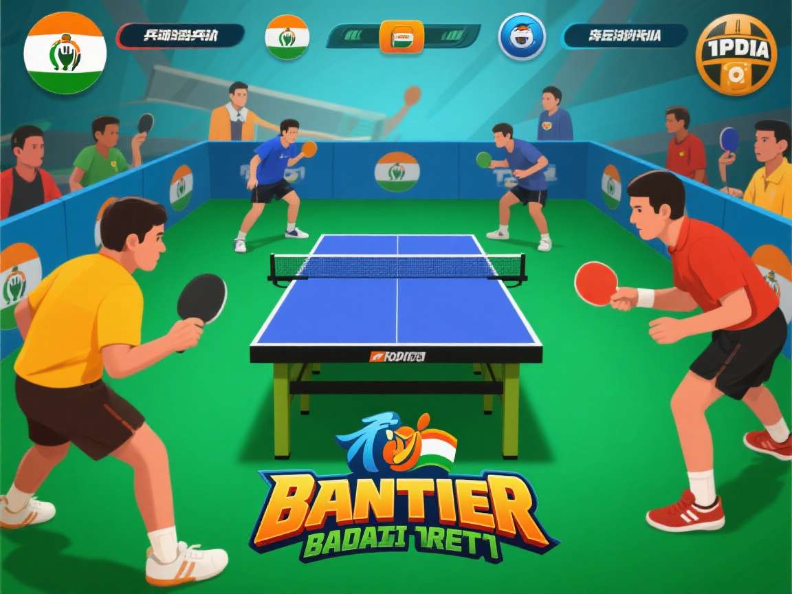 India Table Tennis Battle multiplayer mode showing two players competing online with scoreboard